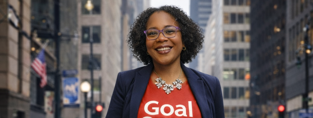 Confident stride on city streets